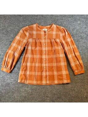UNTUCKit For Her Orange Plaid Long Sleeve Button Up Blouse Shirt XS